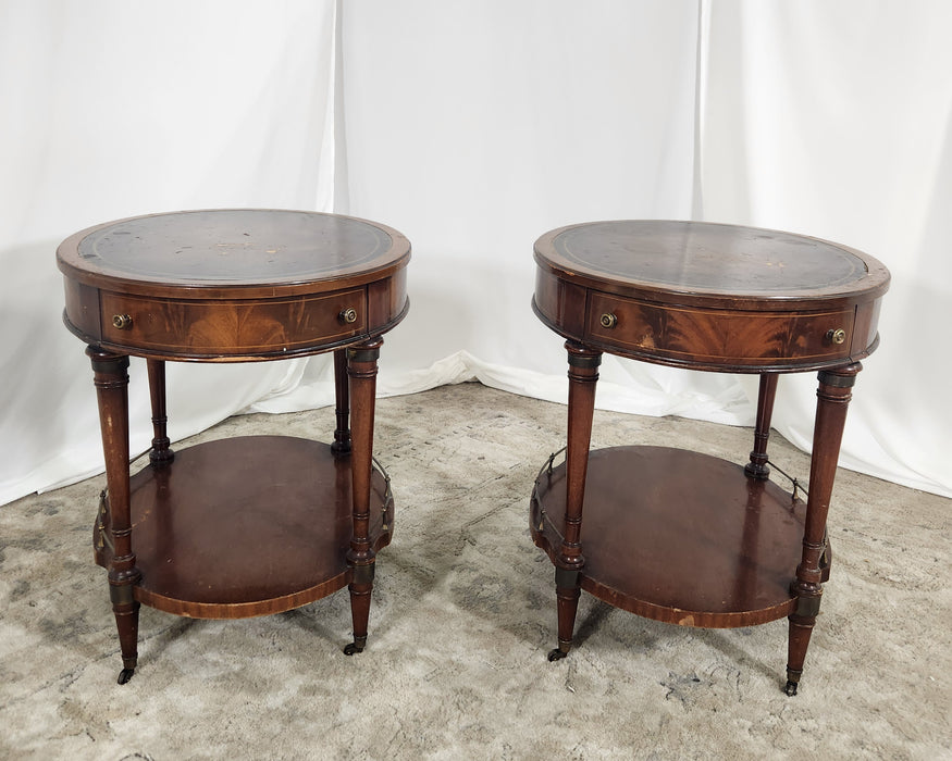 Antique Weiman Furniture Oval Mahogany Side Table Set USED