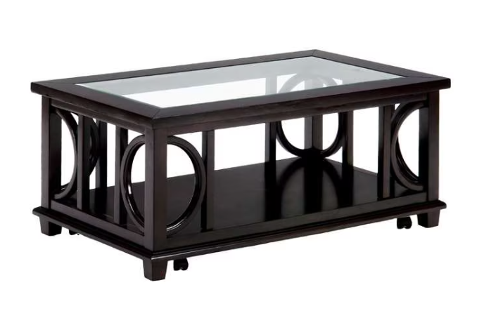 Jofran Panama Brown Contemporary Wood and Glass Coffee Table