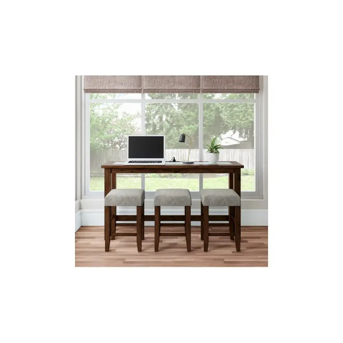Jofran Furniture Urban Icon - Merlot Sofa Counter Dining 4pc With 3 Stools, Power - Merlot