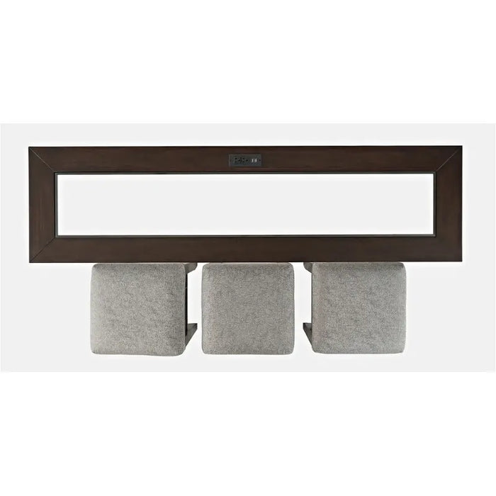 Jofran Furniture Urban Icon - Merlot Sofa Counter Dining 4pc With 3 Stools, Power - Merlot
