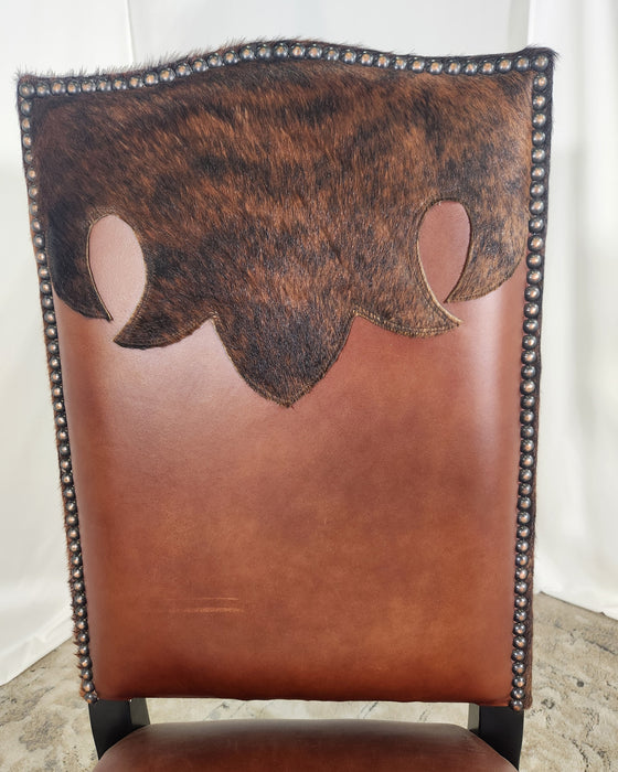Cow Fur and Leather Side Chair - Brown