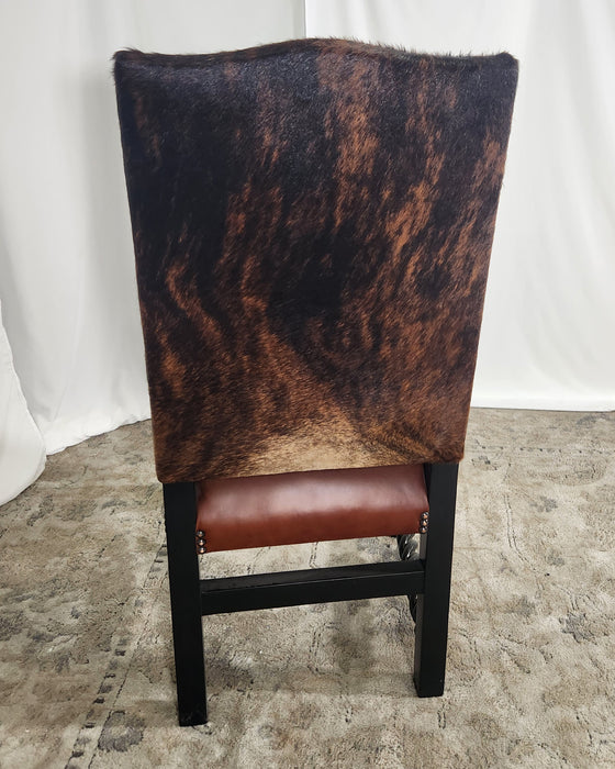 Cow Fur and Leather Side Chair - Brown