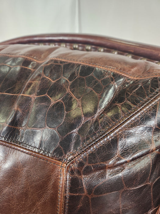 Embossed Leather Sofa - Brown - GENTLY USED