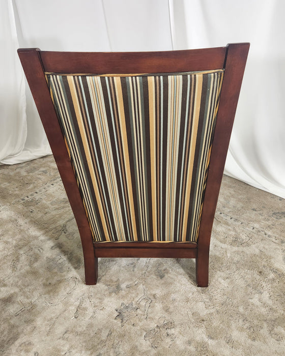 Schnadig Mahogany and Striped Slipper Chair Set GENTLY USED
