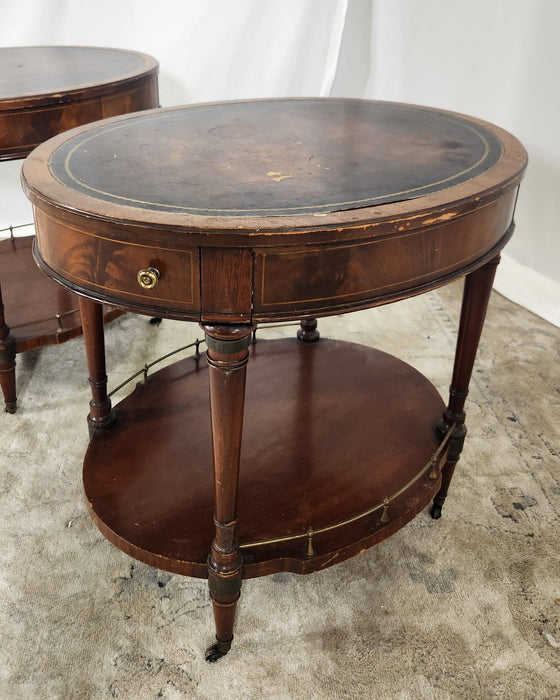 Antique Weiman Furniture Oval Mahogany Side Table Set USED