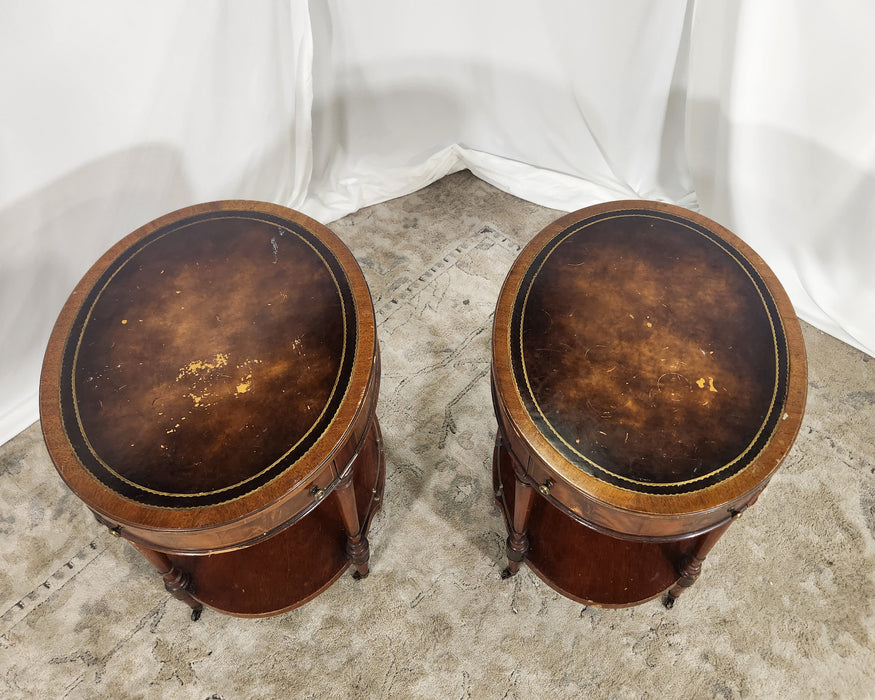 Antique Weiman Furniture Oval Mahogany Side Table Set USED