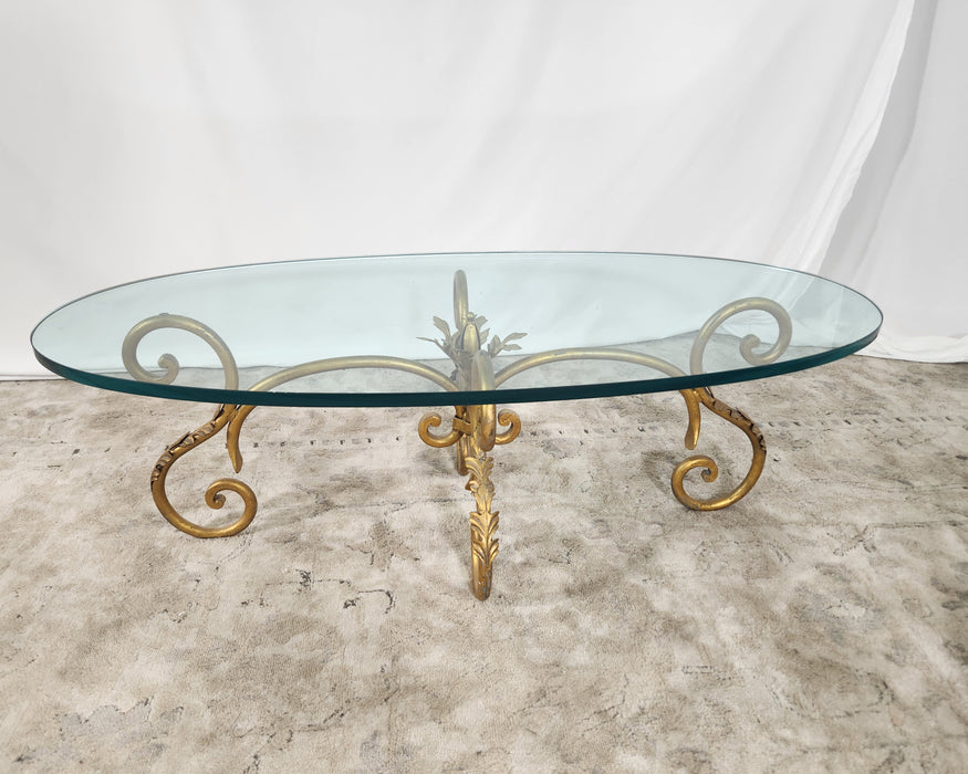 Hollywood Regency Glass and Brass Coffee and End Table Set GENTLY USED