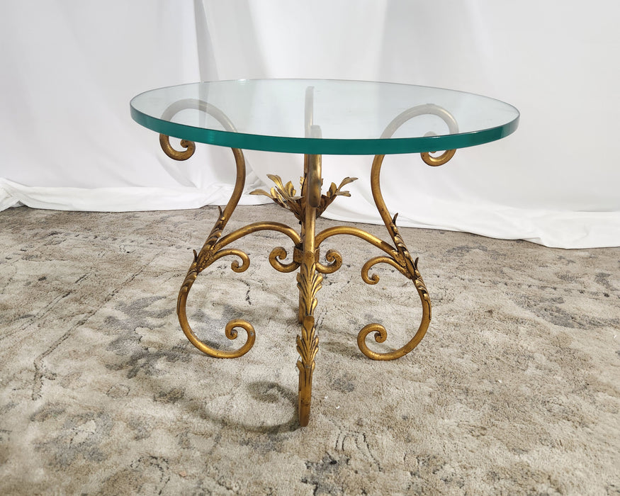 Hollywood Regency Glass and Brass Coffee and End Table Set GENTLY USED