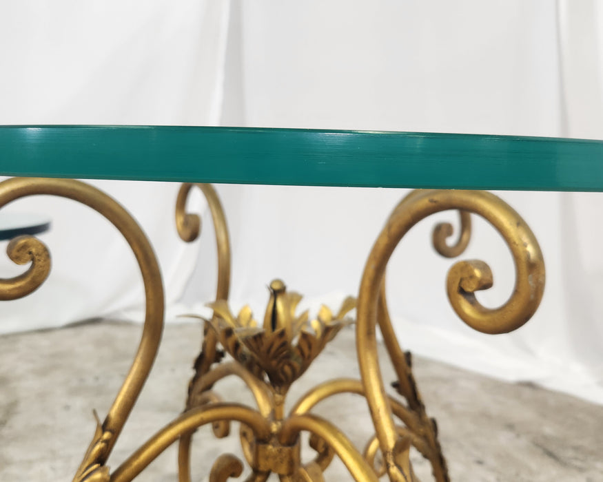 Hollywood Regency Glass and Brass Coffee and End Table Set GENTLY USED