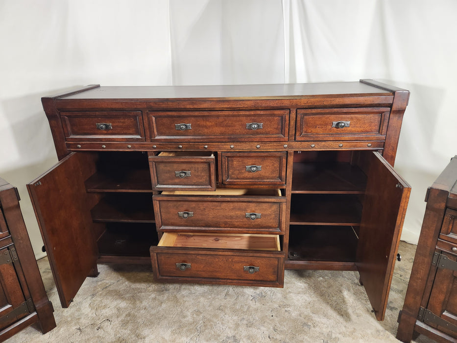 High end dresser/credenza and night stands/side tables set GENTLY USED