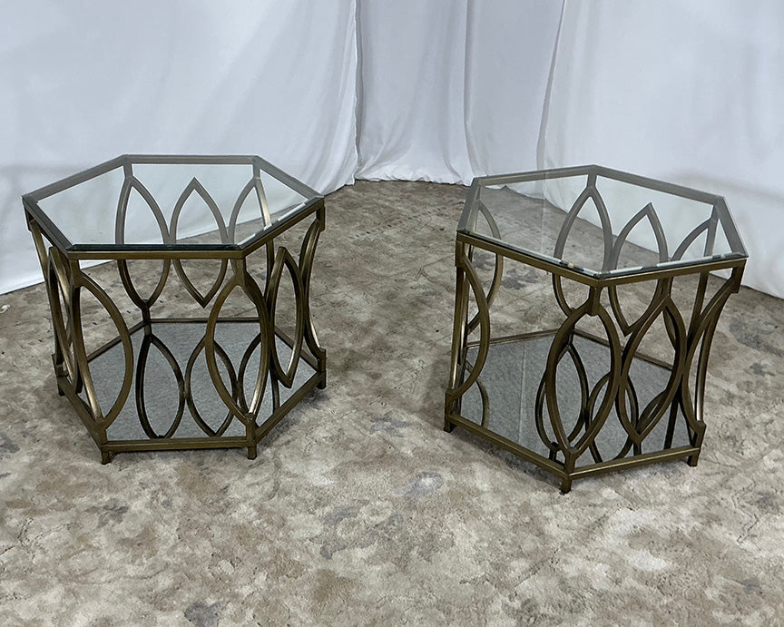 Bronze and Glass End Table Set