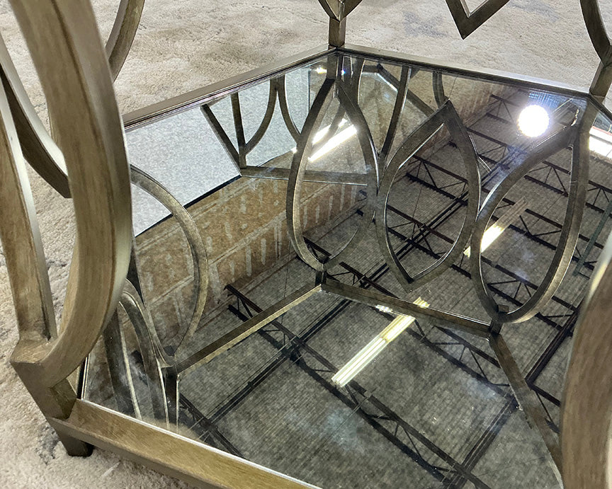Bronze and Glass End Table Set