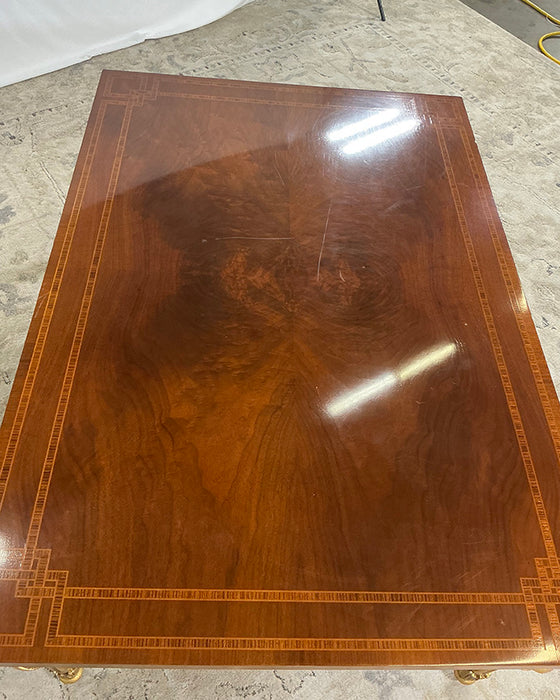Greek Motif Gold and Wooden Coffee Table