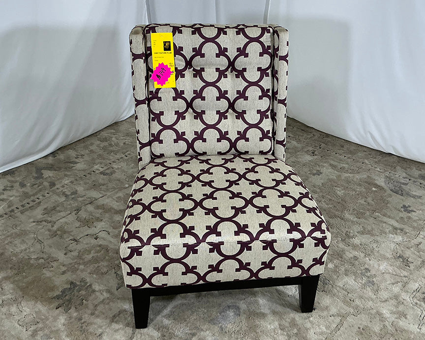 Eggplant and Stone Geometric Slipper Chair
