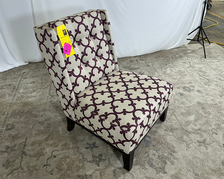 Eggplant and Stone Geometric Slipper Chair