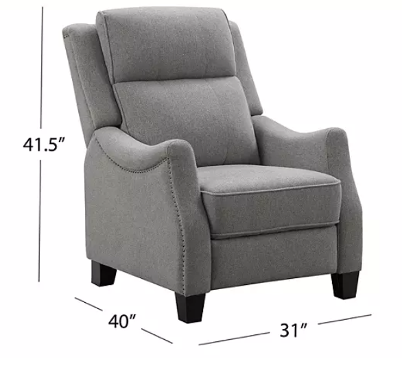 Calvin Fabric Pushback Reclining Armchair