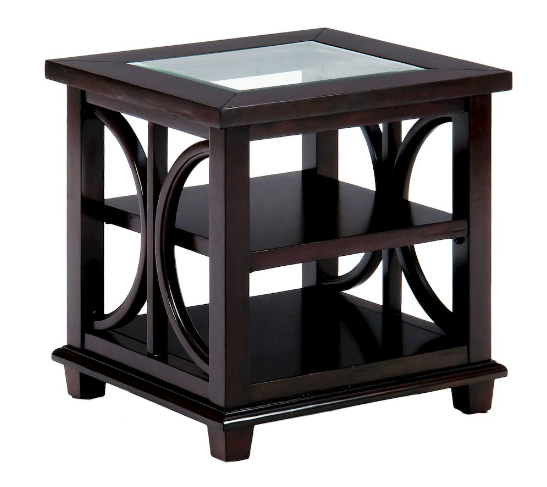 Panama Brown Contemporary Wood and Glass End Table