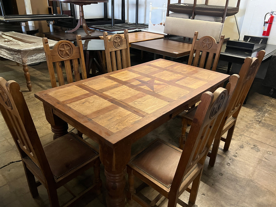 Rustic Texas Star Dining Table Set